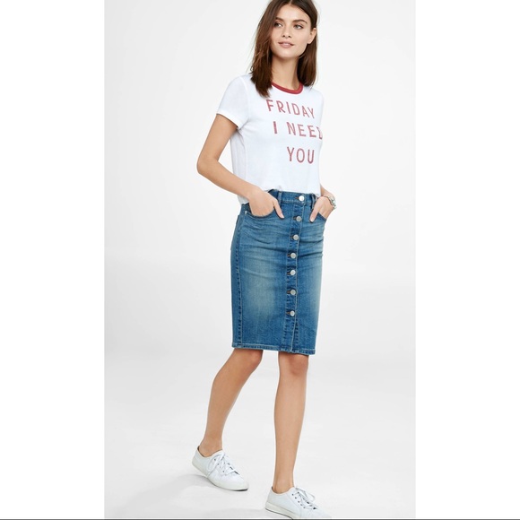 Express Dresses & Skirts - 🏆HP🏆Express Button Denim Midi Skirt